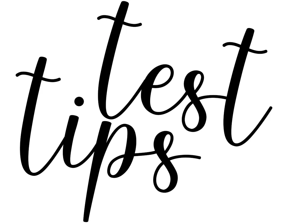 Subtitle words test tips in large black script lettering to place under the CAT-TASTIC heading on the display