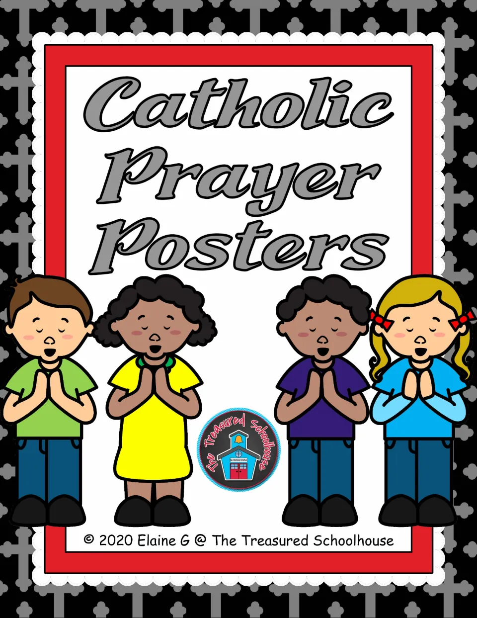 Cover of the Catholic Prayer Posters set, introducing printable prayer displays for a learning environment