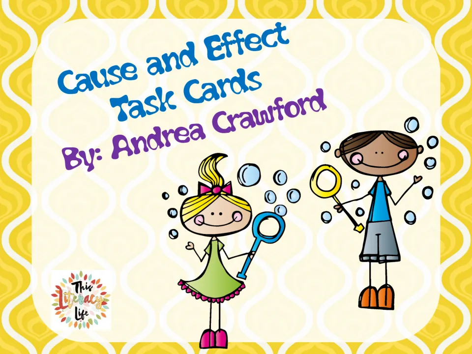 Cover of Cause and Effect Task Cards by Andrea Crawford, a resource for practicing this reading strategy