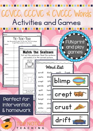 CVCCC, CCVCC and CCCVC Words Phonics Activities – cover