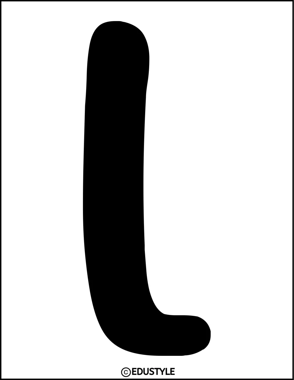 Bulletin board letter L: a large solid black letter filling the page, ready to print and cut out for a display title