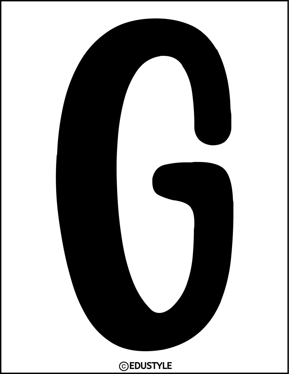 Bulletin board letter G: an oversized solid black capital G to cut out and spell a heading on the classroom wall