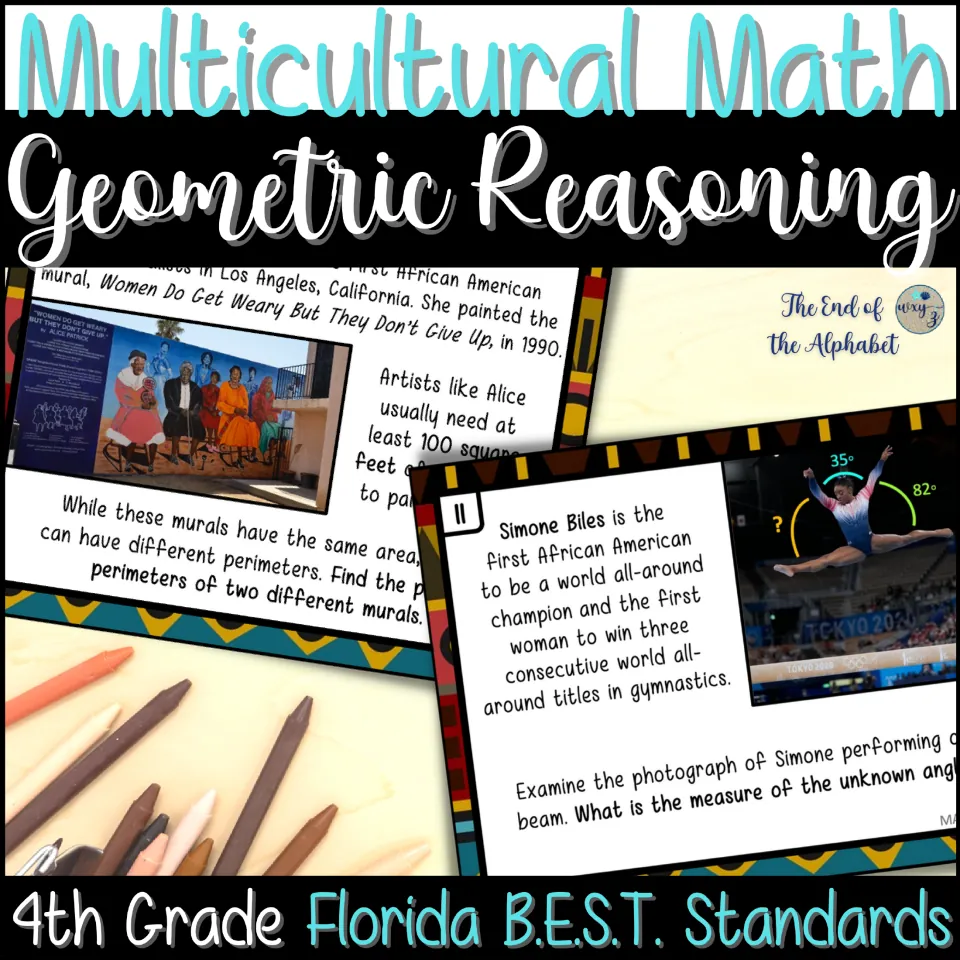 Geometry resource cover: Multicultural Math, Geometric Reasoning, and fourth-grade Florida B.E.S.T. Standards