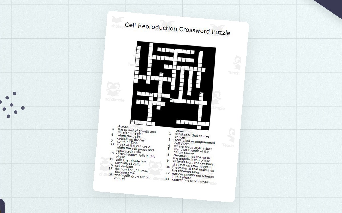 Cell Reproduction Crossword Puzzle – Vocab Review preview