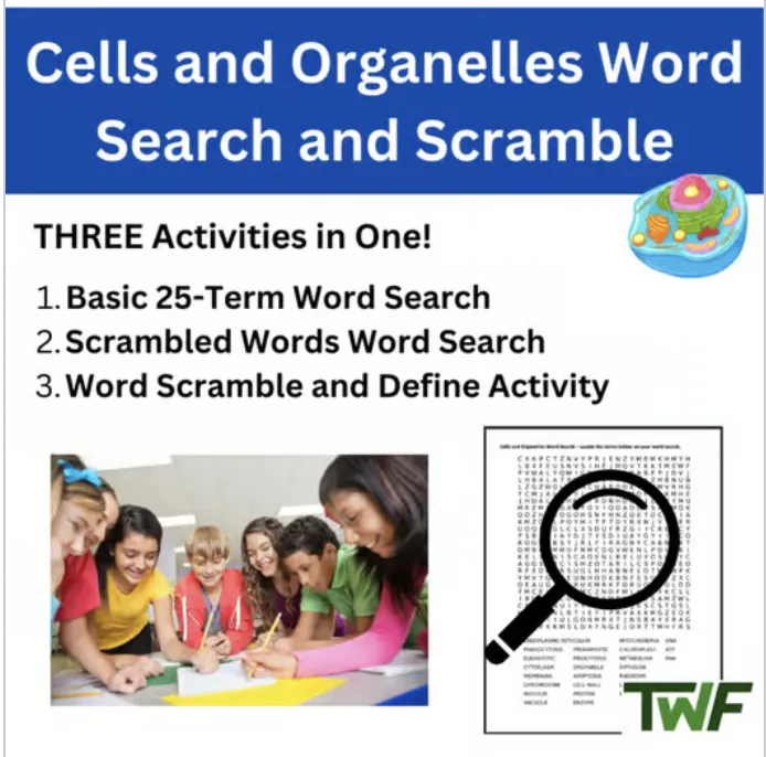 Cells and Organelles Word Search and Scramble Activity – cover