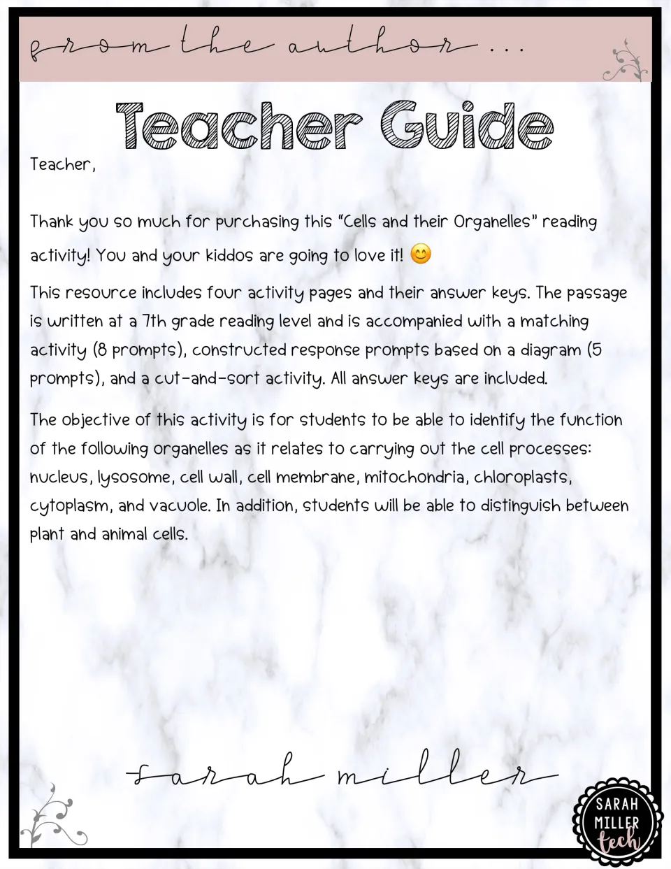 Teacher guide describing the passage, 8-prompt matching task, diagram prompts, cut-and-sort activity and answer keys