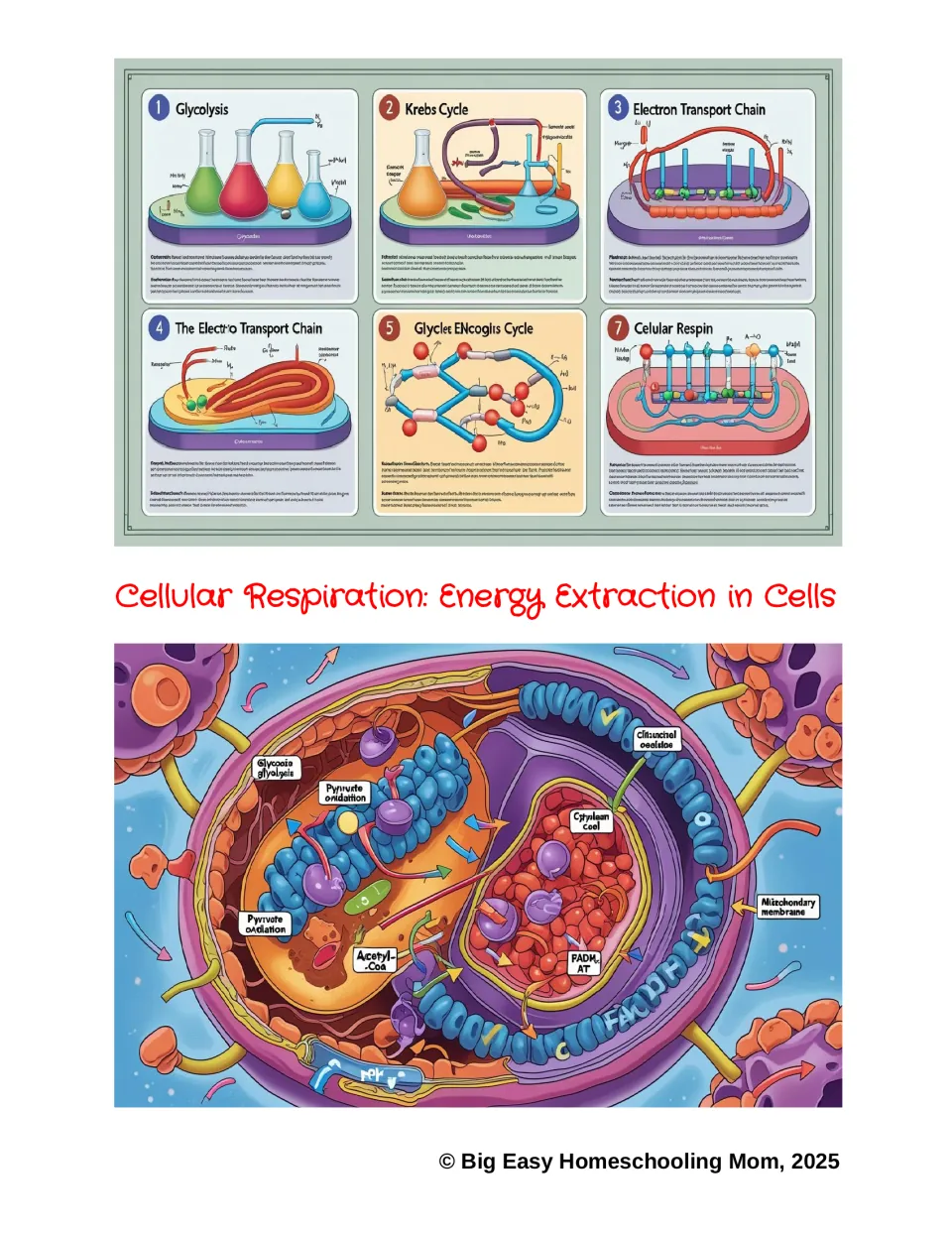 Cover: Cellular Respiration: Energy Extraction in Cells, showing a labeled mitochondrion and Krebs cycle panels