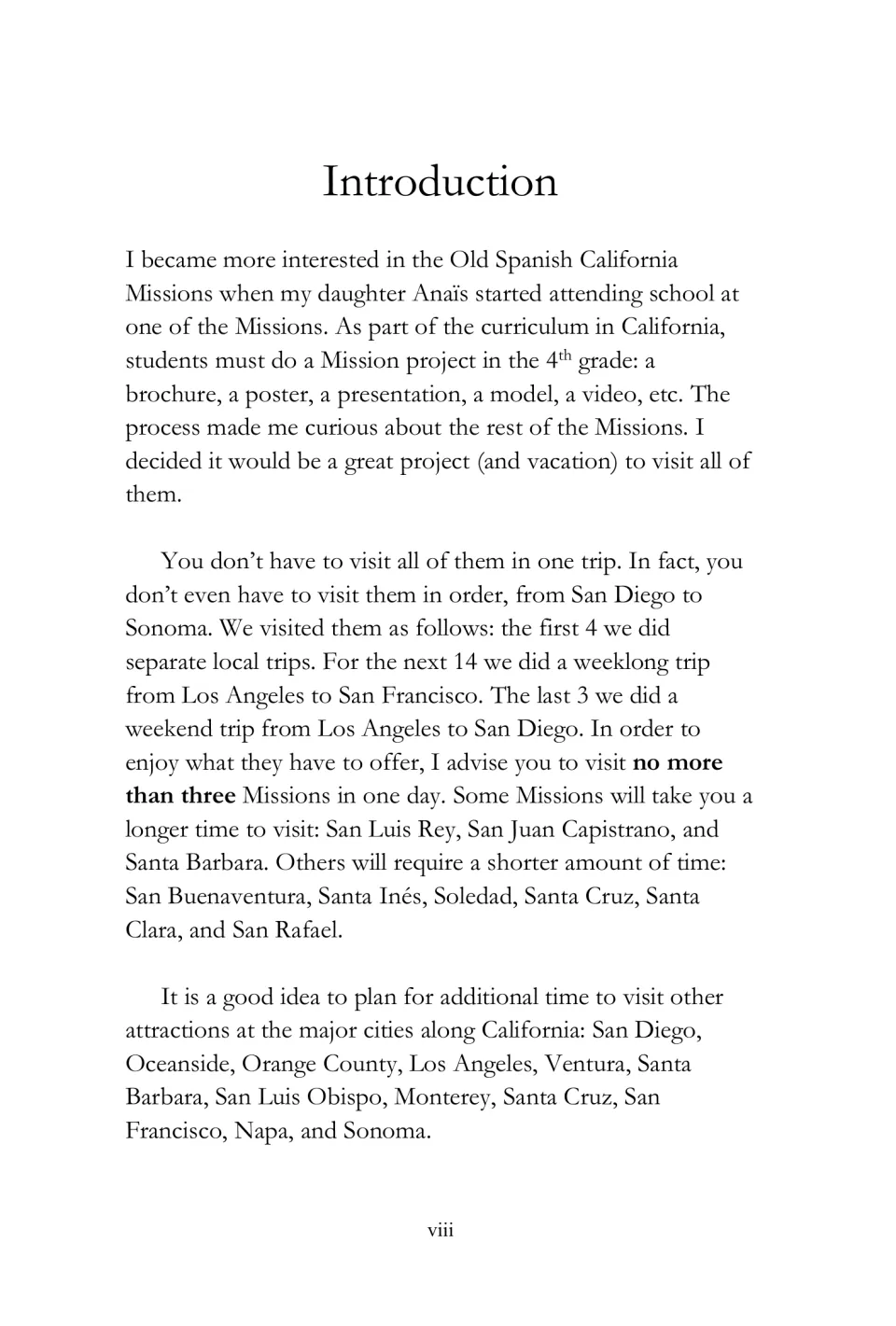 Mission eBook introduction connecting a fourth-grade project to family travels and advice on pacing visits