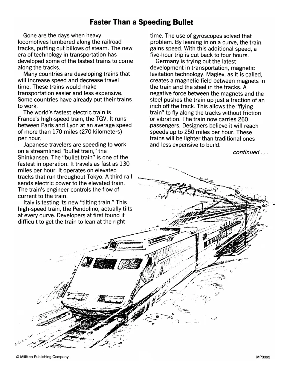 Faster Than a Speeding Bullet, part 1: reading passage on high-speed trains: France's TGV, Japan's bullet train and maglev