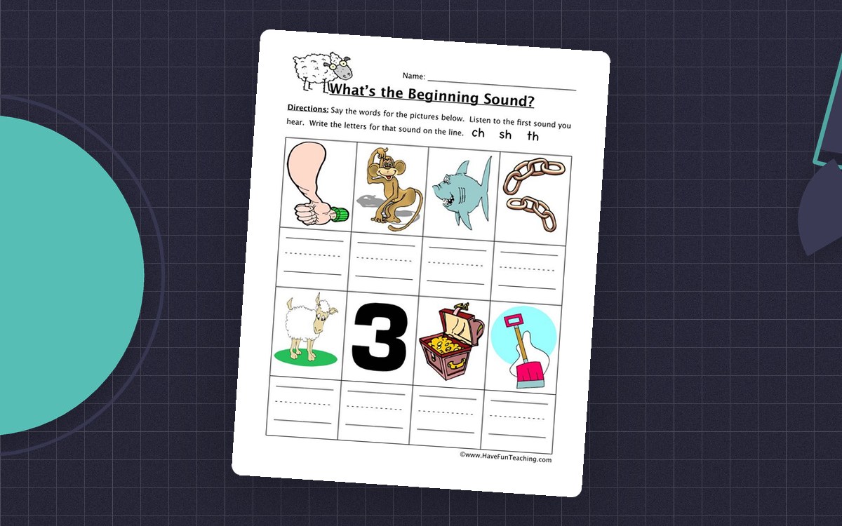 CH, SH, TH Beginning Sounds Worksheet preview