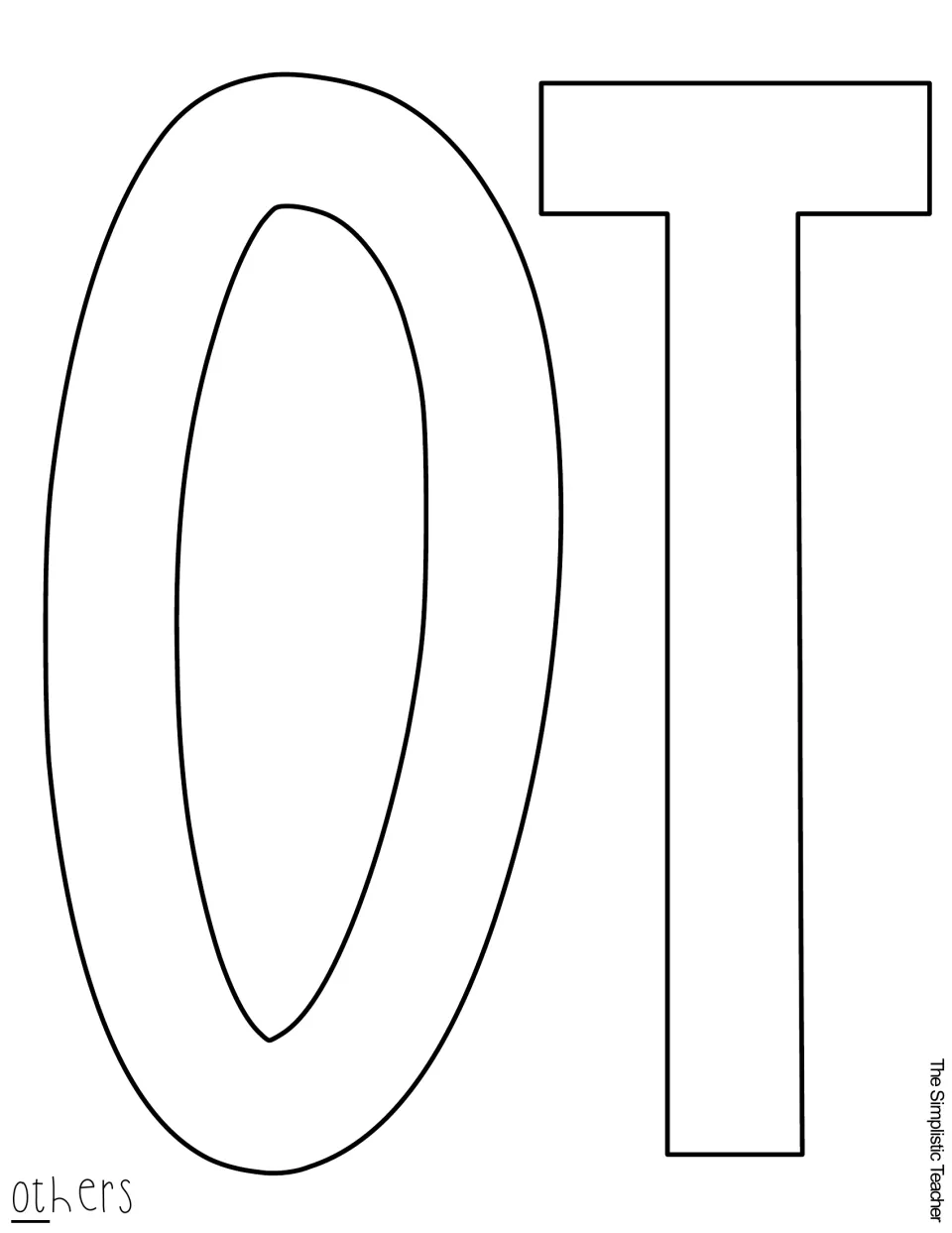 Cut-out piece: blank outline letters O and T, the first two letters of the word others