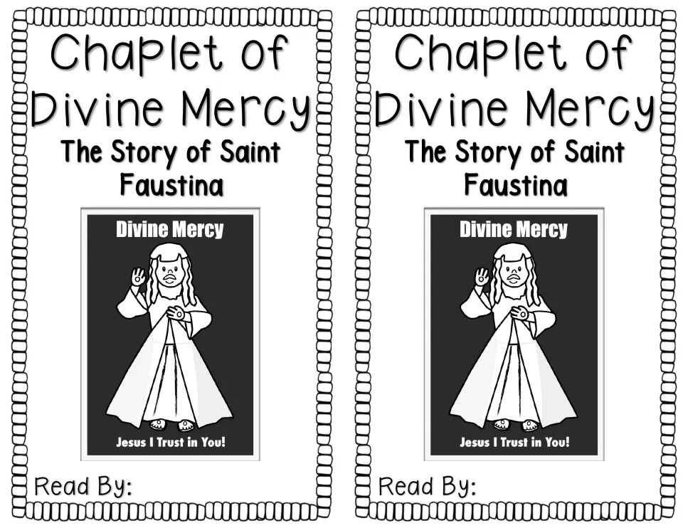 Reader cover: The Story of Saint Faustina, with Jesus and a 'Read By' space, printed twice