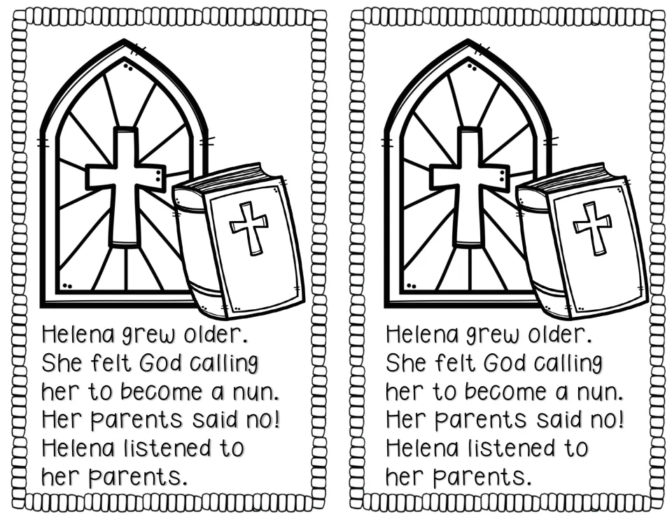 Reader page 3: Helena feels called to become a nun, but her parents say no; printed twice