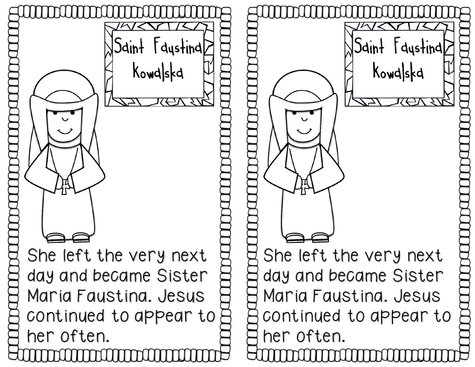 Reader page 6: Helena becomes Sister Maria Faustina, and Jesus keeps appearing to her; printed twice