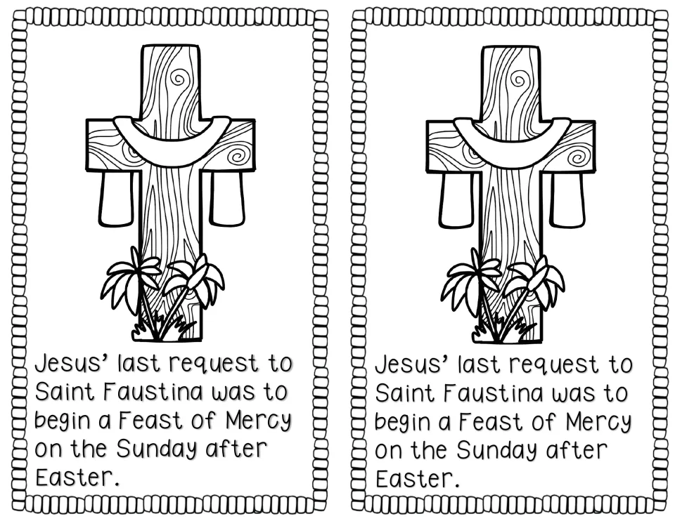 Reader page 9: Jesus asks Saint Faustina to begin a Feast of Mercy the Sunday after Easter; printed twice