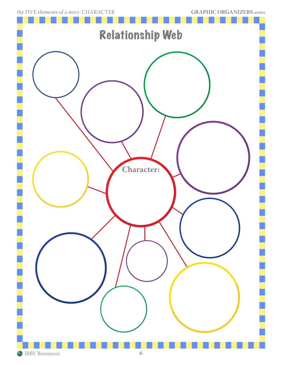 Relationship Web: students write a character's name at the center and branch out to record each of their relationships