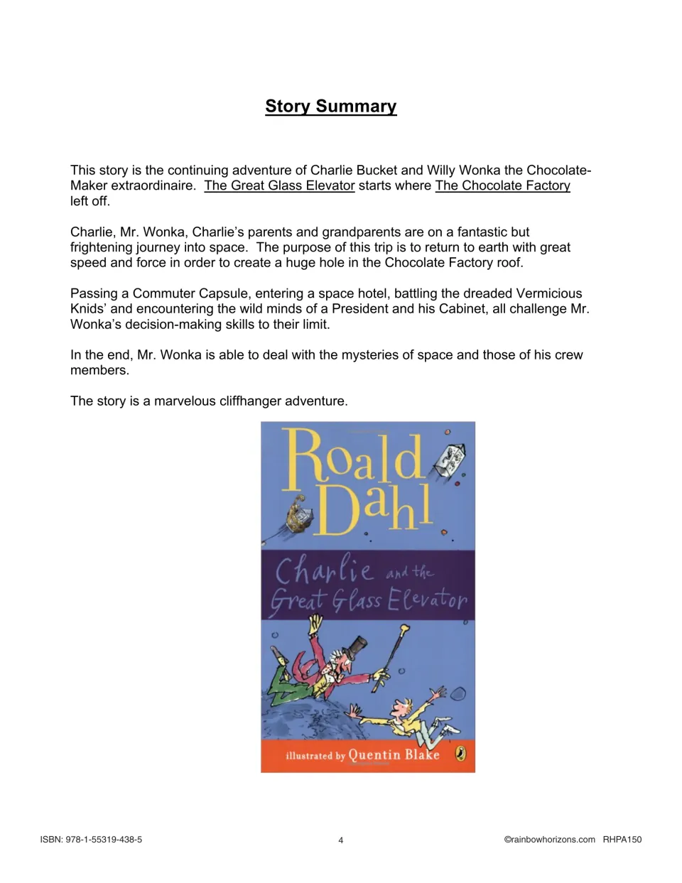 Story summary introducing Charlie, Willy Wonka and the family's space journey, Space Hotel and Vermicious Knids