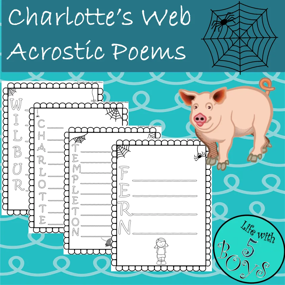 Charlotte's Web Activity Charcter Acrostic Poems – cover