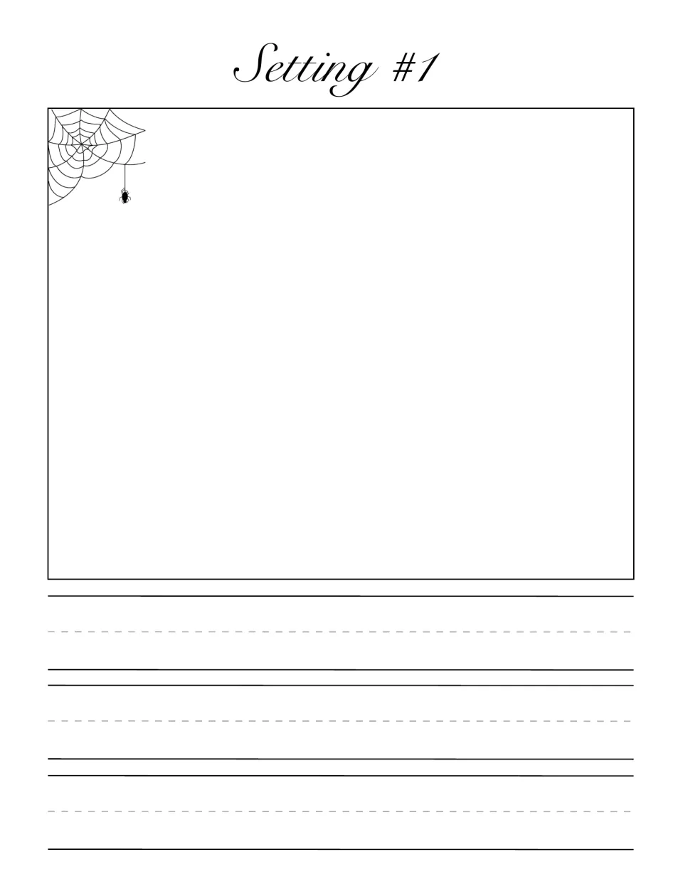 Setting response page labeled Setting #1 in the book companion, with space for a drawing and writing