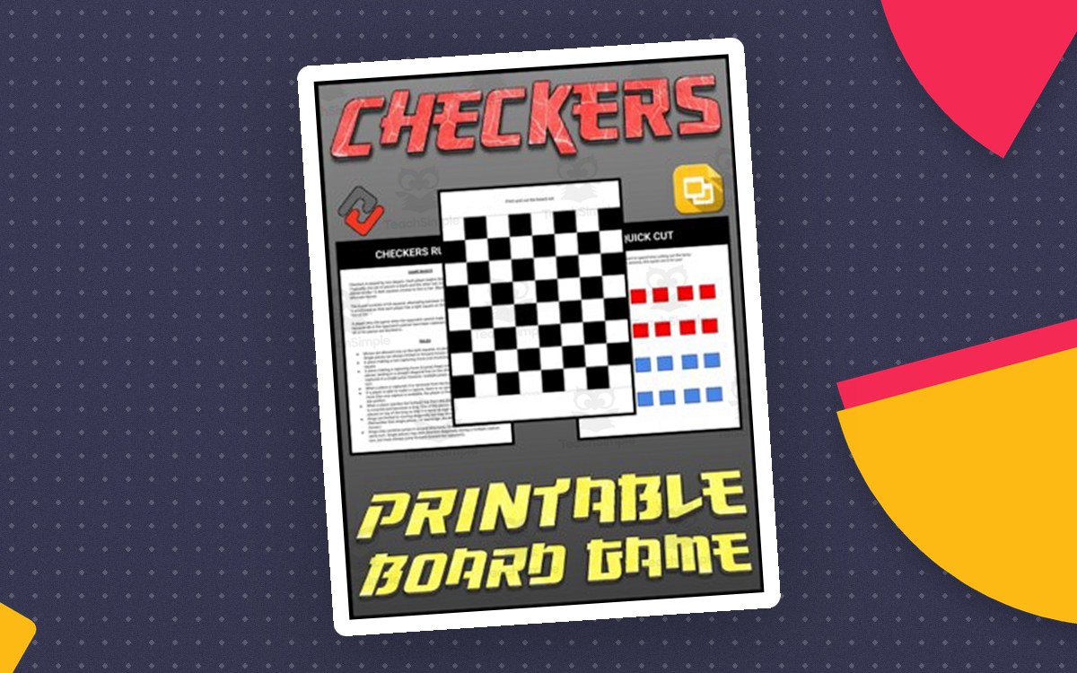 Checkers Printable Board Game (Editable Google Slides) cover.