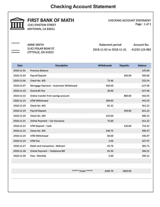 Checking Account Project – preview 2