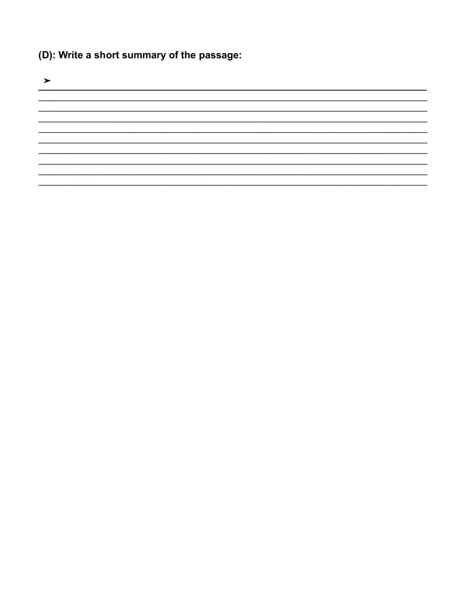 Salt passage summary: students practice summarizing by writing a short summary of the whole passage in section D