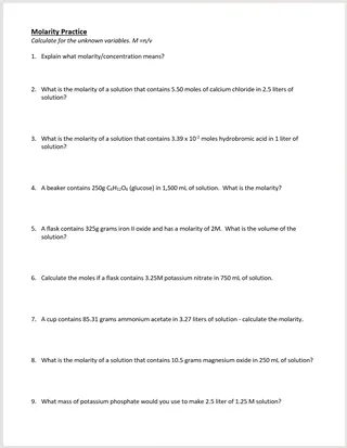 Chemistry Molarity Practice – Solve for Variables – cover