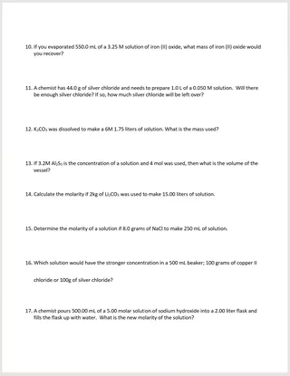 Chemistry Molarity Practice – Solve for Variables – preview 1