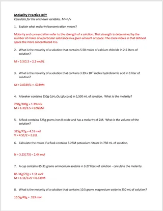 Chemistry Molarity Practice – Solve for Variables – preview 2