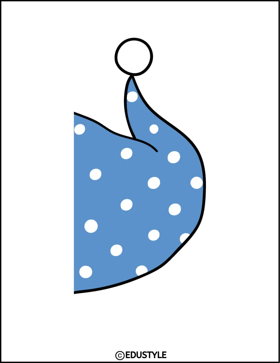 Enlarged cocoa gnome decoration, upper hat section with blue polka dots and a white pom-pom for the display