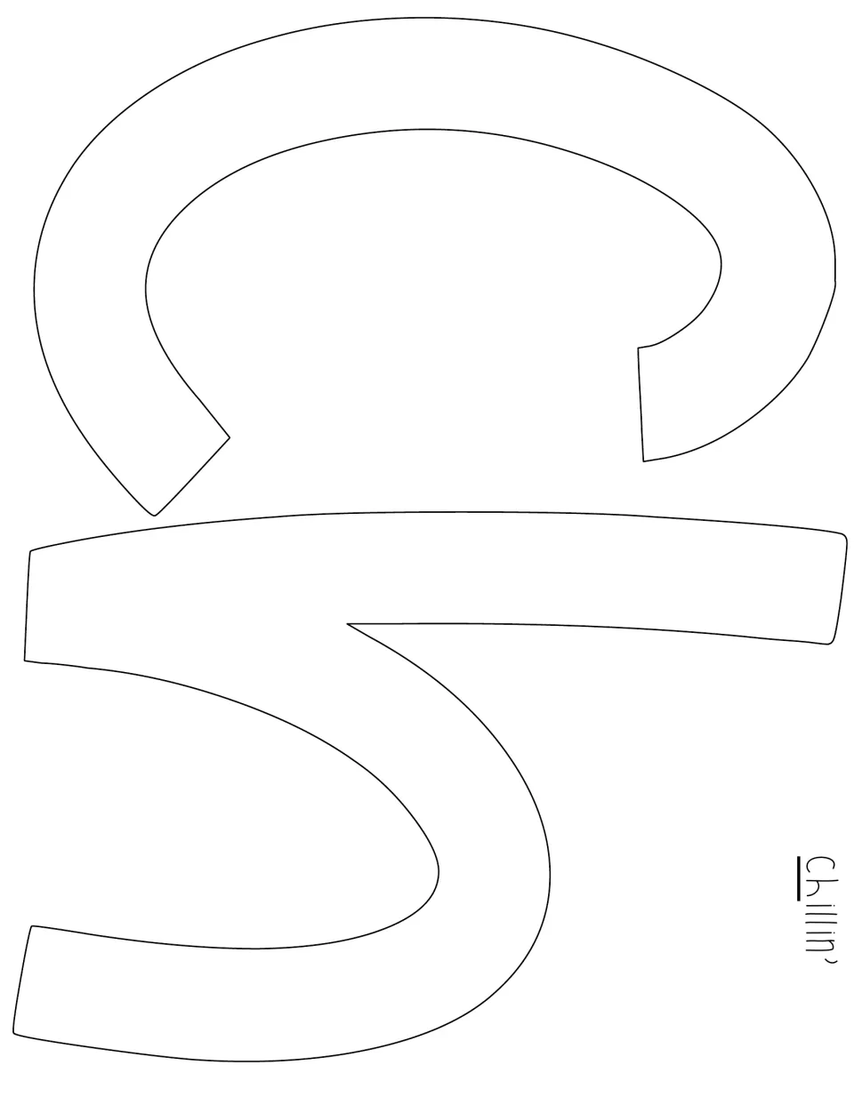 Outline letters C and h to print and cut for “Chillin’,” the opening word of the winter display title