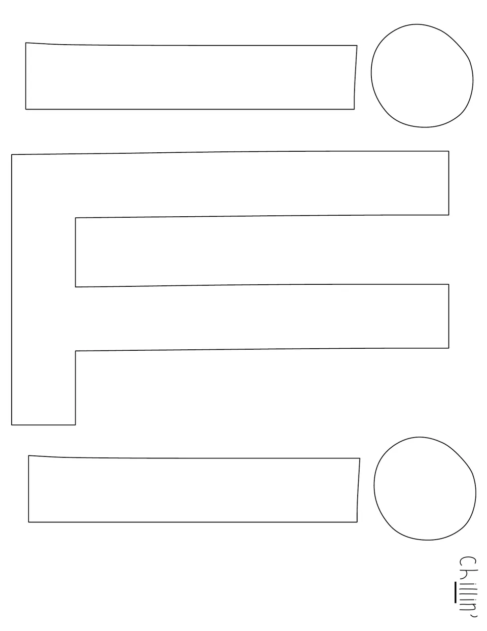 Outline letters i, l, l, and i to print and cut for the middle of “Chillin’” in the winter display title