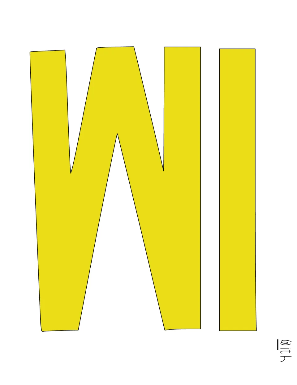 Yellow capital letters W and I to print and cut for “WITH,” a color option for the winter display title