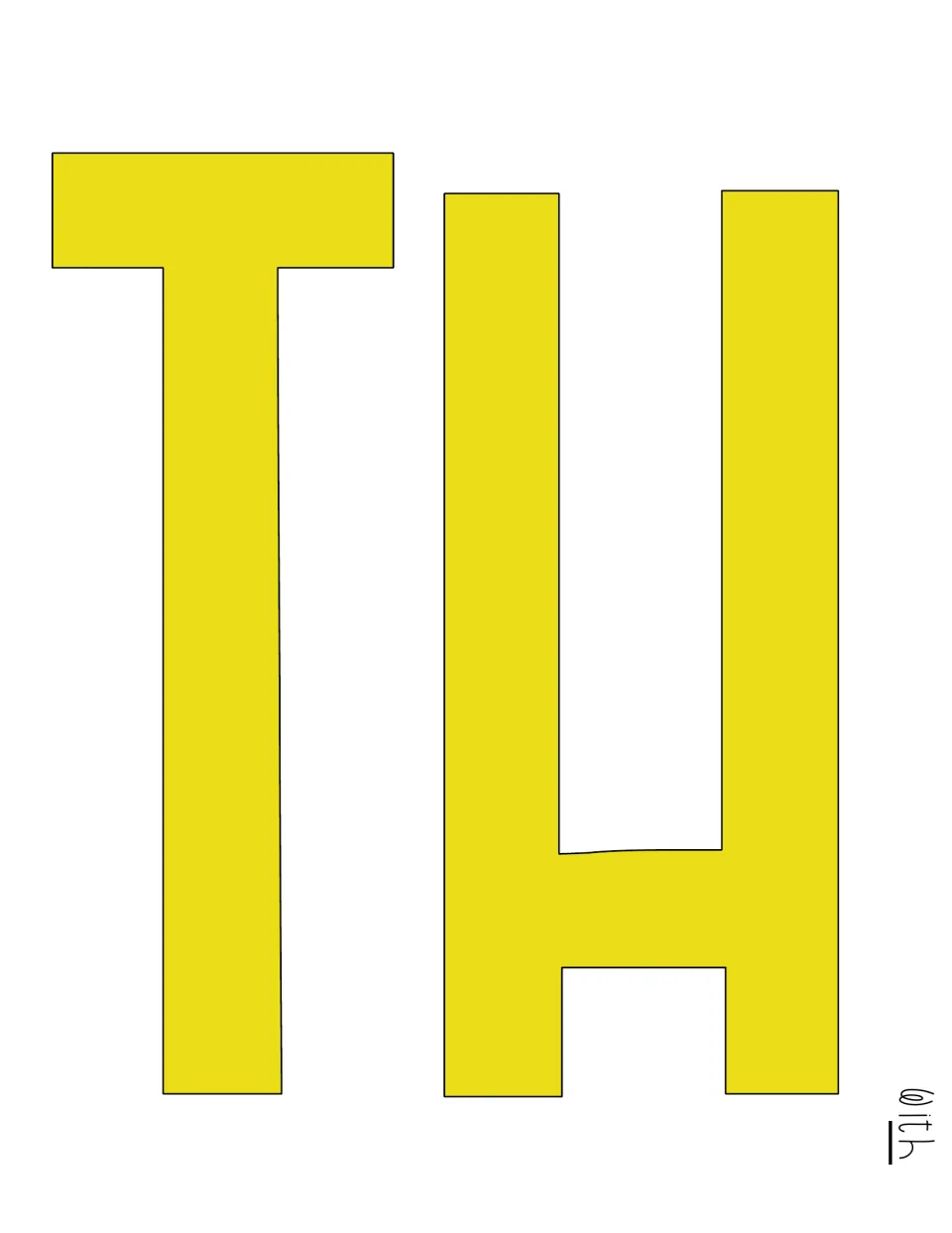 Yellow capital letters T and H to print and cut to complete “WITH,” a color option for the winter display