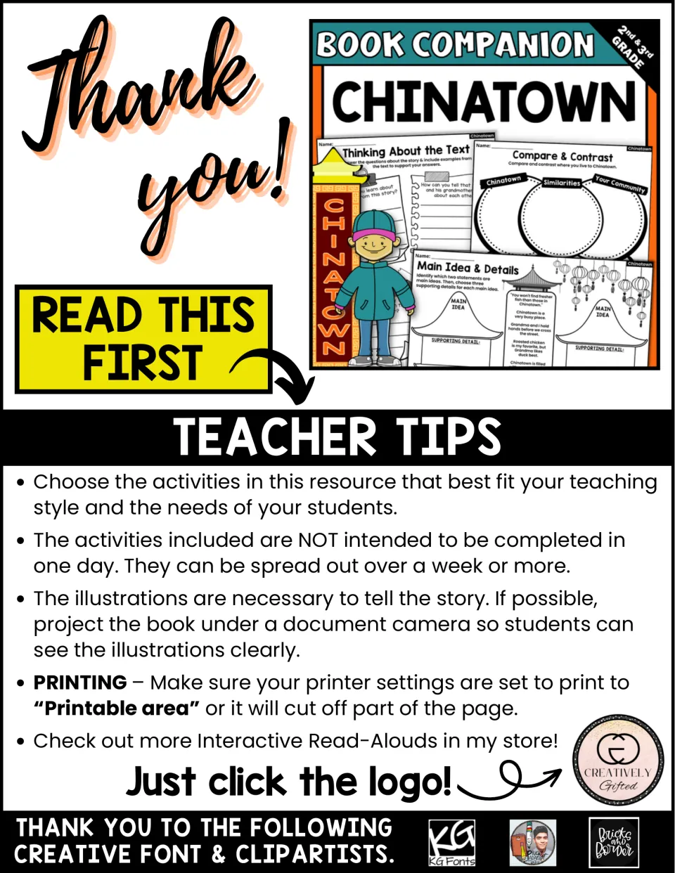 Teacher tips for the book companion explain activity selection, pacing, showing illustrations, and printing.