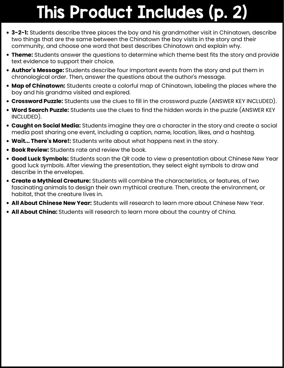 Activity overview continues with 13 tasks, including theme, a map, puzzles, and Chinese New Year research.
