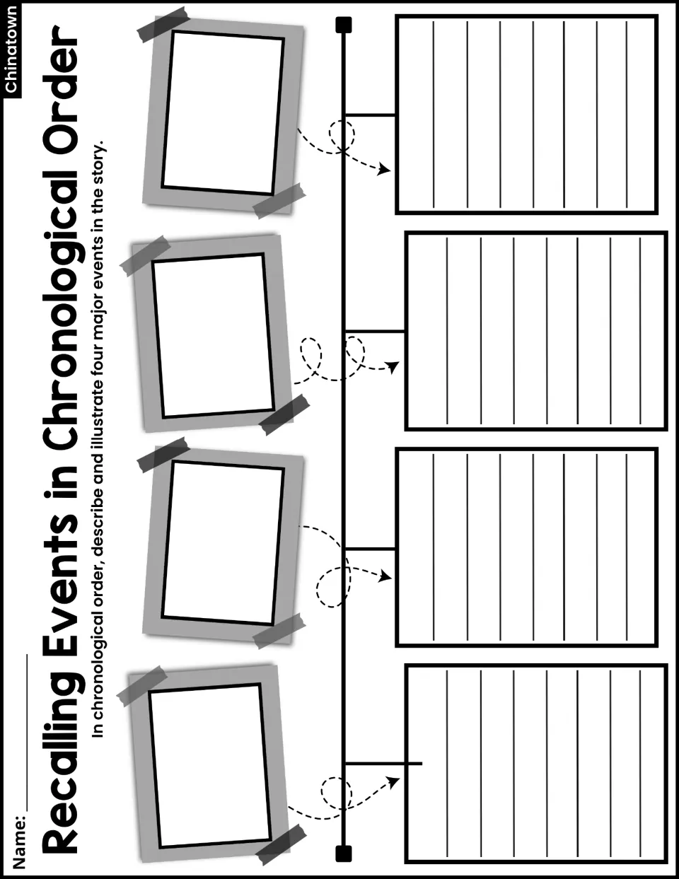 Recalling Events in Chronological Order activity asks students to describe and illustrate four major events.