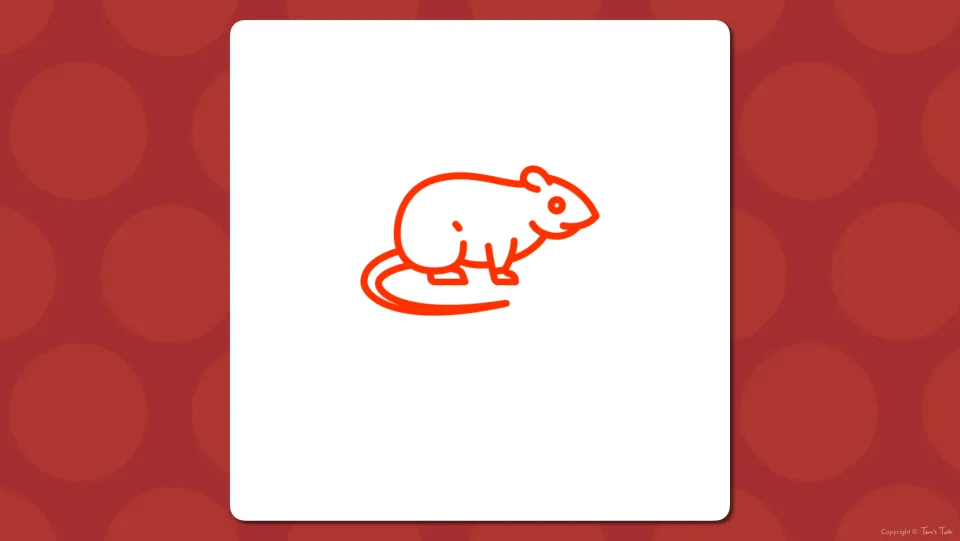 Zodiac vocabulary slide showing only a red outline drawing of a rat, so students name the animal before the word appears