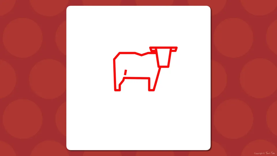 Zodiac vocabulary slide showing only a red outline drawing of an ox with no label, so students identify the animal first