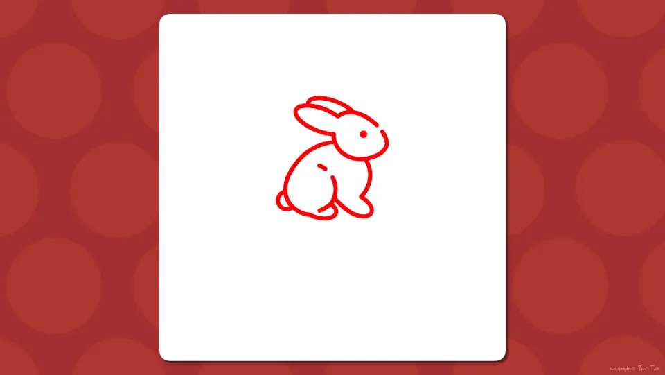 Zodiac vocabulary slide showing only a red outline drawing of a sitting rabbit, so students say the animal name first