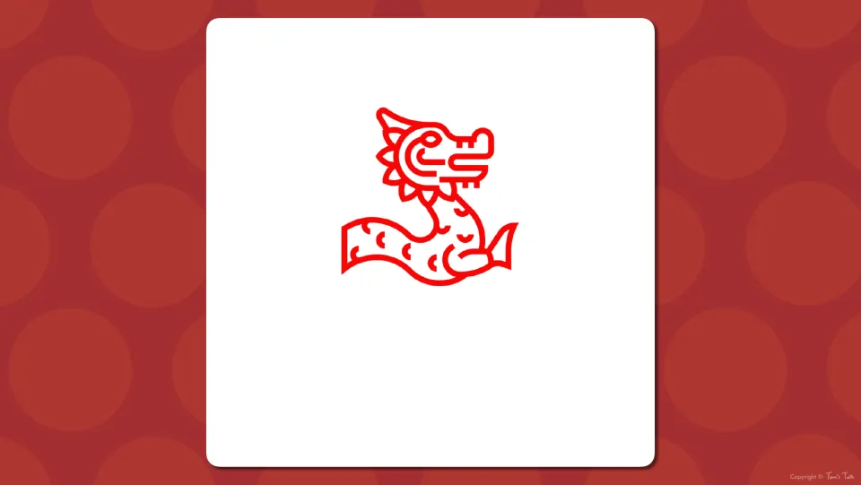 Zodiac vocabulary slide showing only a red outline drawing of a dragon with no label, for students to name the animal
