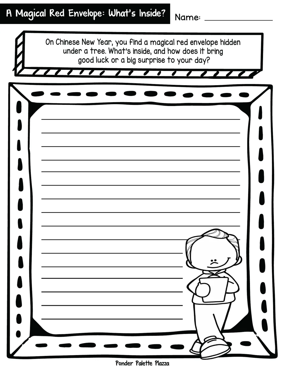 A Magical Red Envelope: students write what is inside an envelope found under a tree and how it brings luck or a surprise