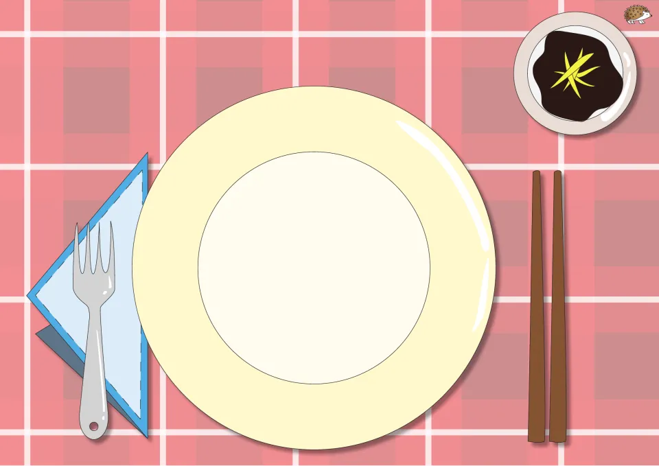 Second plate mat for matching snack counters to order cards, repeating the plate and utensils design