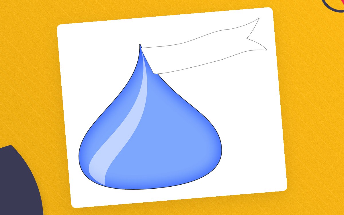 Blue chocolate-kiss clip-art image on a white card.