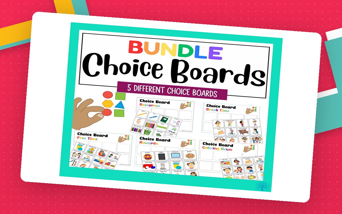 Choice Boards cover showing five themed communication grids.
