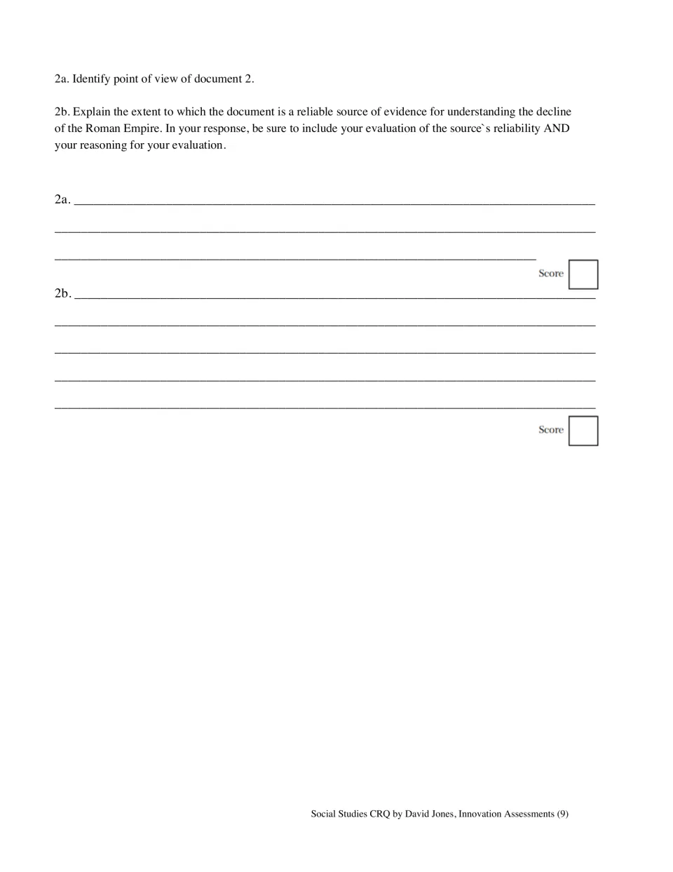 Set 2 questions ask for St. Jerome's point of view and the reliability of his account of Rome's decline
