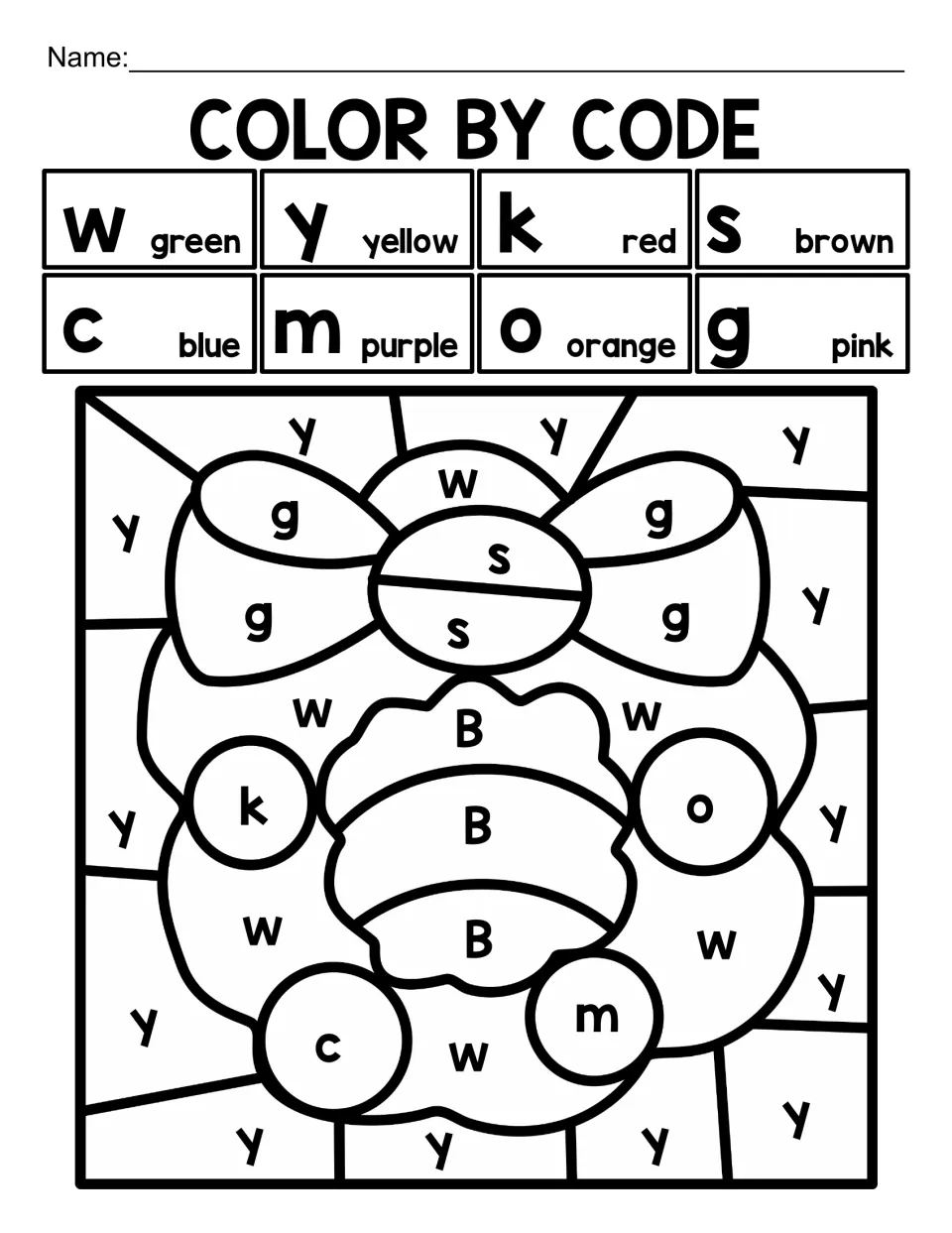 Christmas letter color-by-code wreath activity with a lowercase color key and uppercase B in the center
