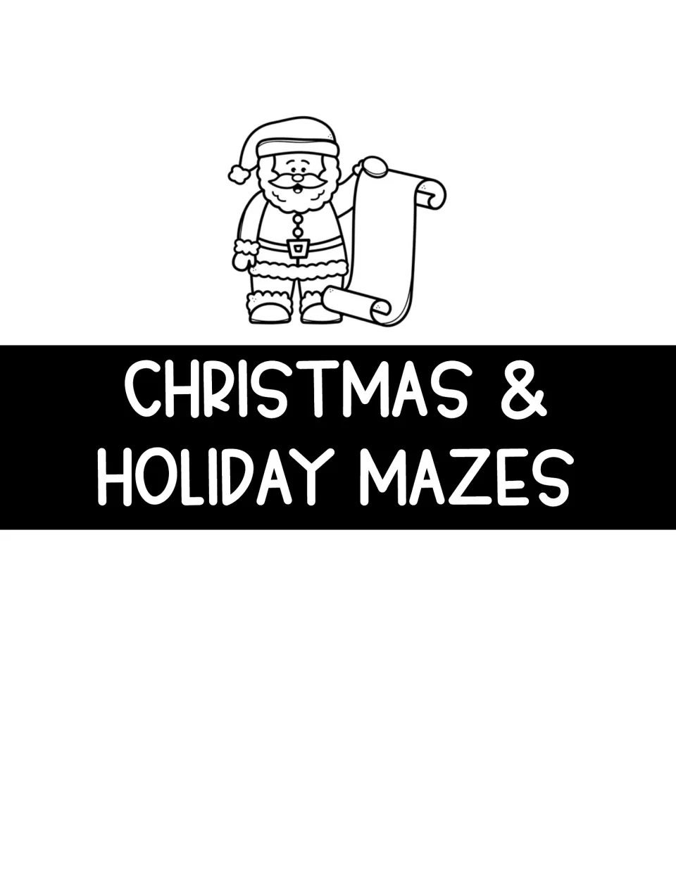 Maze section divider headed 'Christmas & Holiday Mazes', introducing the packet's holiday-shaped mazes