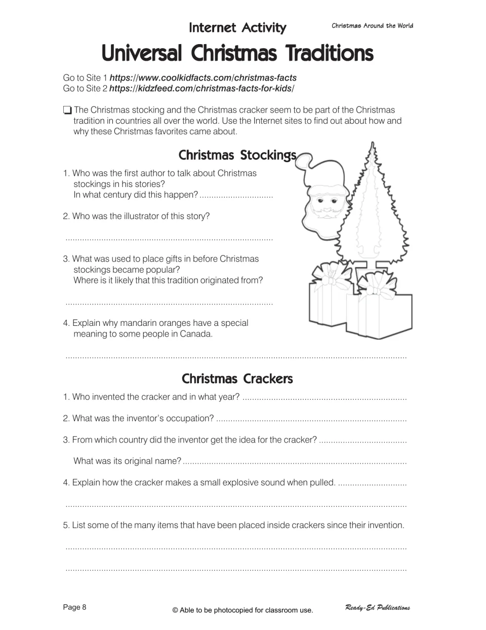 Universal Christmas Traditions research asks four questions about Christmas stockings and five about crackers