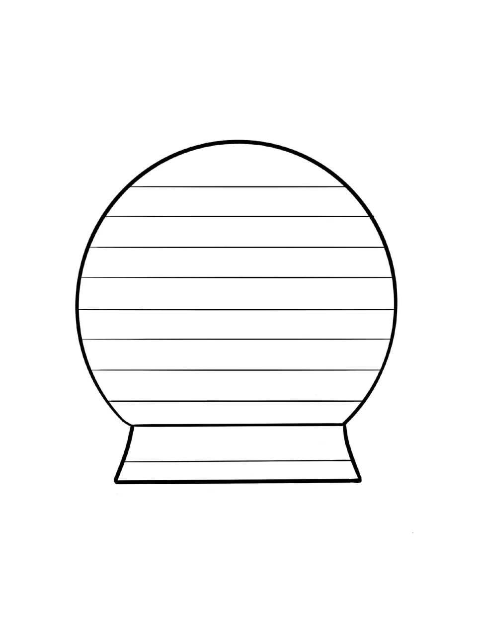 Christmas workbook writing template shaped like a snow globe, with blank space for text and no printed prompt
